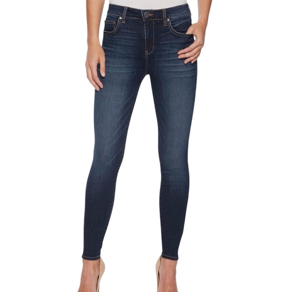 Kut from the Kloth Donna High Rise Ankle Skinny Jeans dark blue wash size 10